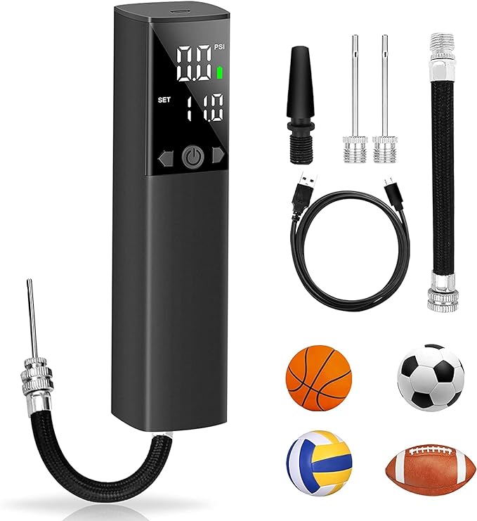 weefeestar smart electric ball pump with precise pressure gauge ball air pump for sports balls with 2 needles