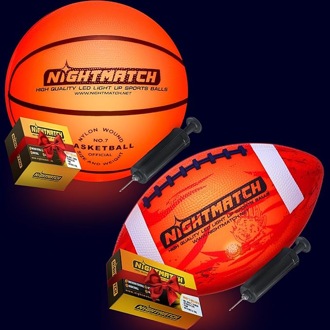 nightmatch glow in the dark football ultra bright led light up football official size 6 led pump and