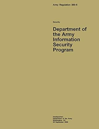 department of the army information security program 1st edition department of the army 1511596392,