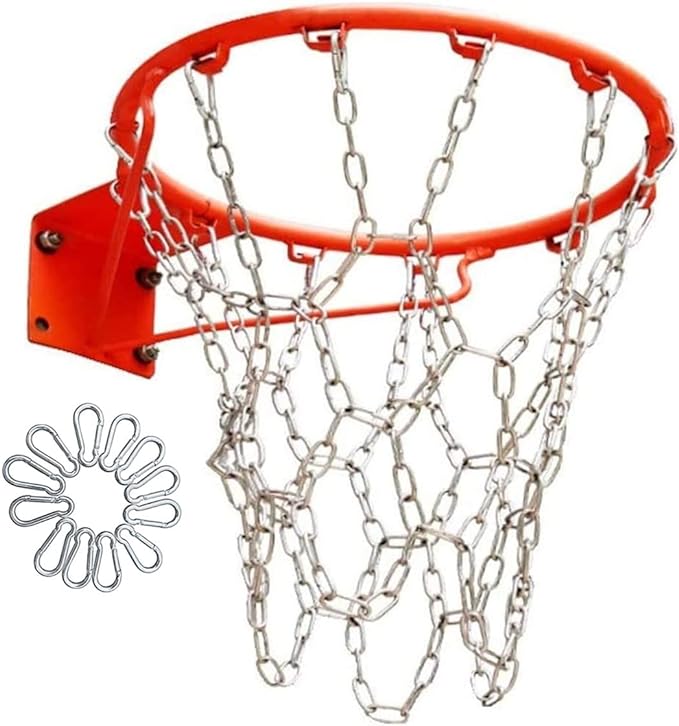 heavy duty stainless steel chain basketball net outdoor hanging basket with 12 hooks to fit most standard
