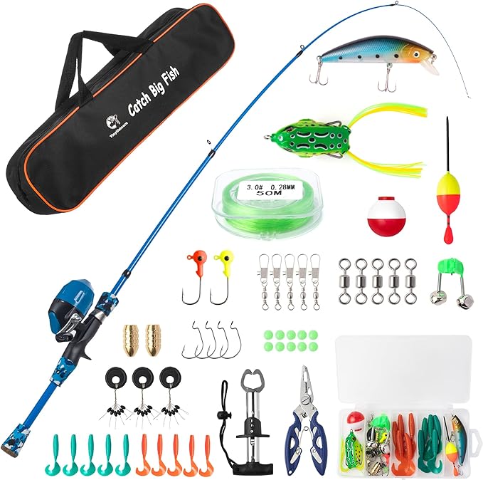 kids fishing pole kit set portable telescopic fishing rod and reel combo full kits for boys girls beginner