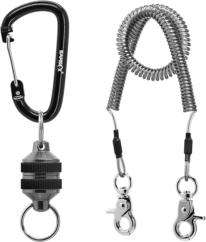 samsfx fishing strongest magnetic net release magnet clip holder retractor with coiled lanyard  ‎samsfx