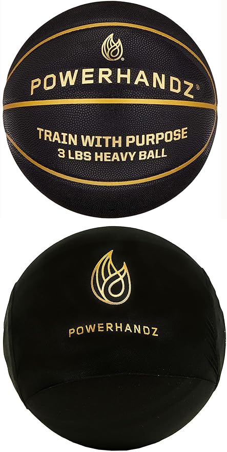 Powerhandz Basketball Anti Grip Dribble Sleeve Wrap And Weighted Training Basketball For Ball Handling Bundle ‎Size 7