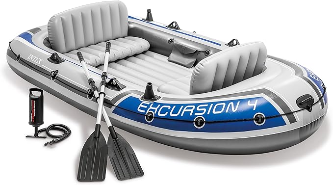 intex excursion inflatable boat series includes deluxe 54in aluminum oars and high output pump superstrong