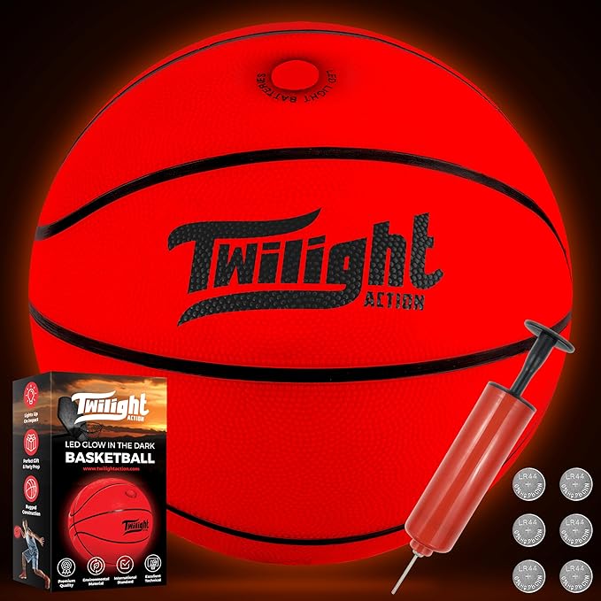 twilight action led glow in the dark basketball official size and weight lighted with pump extra batteries