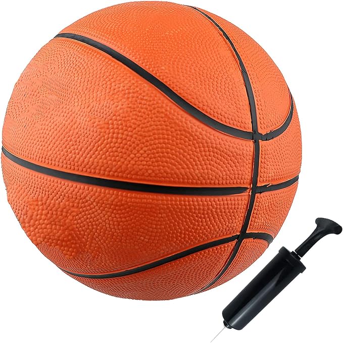 abaji basketball official size 3 5 orange rubber ball pump needle deeper groove grip for kids youth practice