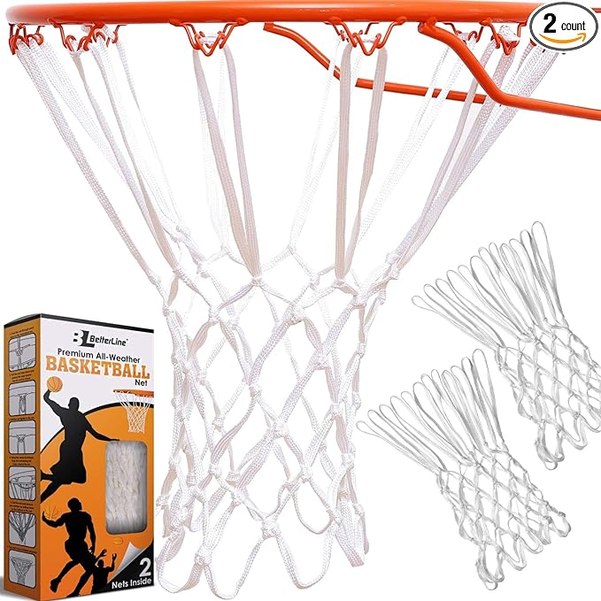 2 pack heavy duty basketball nets premium quality all weather thick nets 2 white basketball nets in pack for