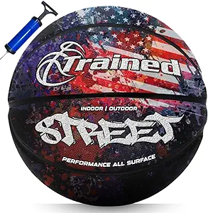 trained outdoor basketballs performance rubber cover stands up to concrete or asphalt training shooting