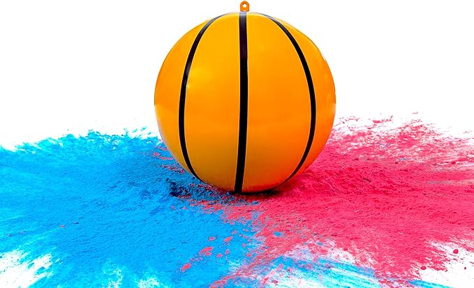 gender reveal basketball with powder exploding basketballs kit includes pink and blue color packs plus