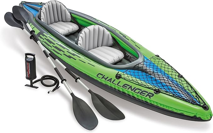 intex challenger inflatable kayak series includes deluxe 86in aluminum oar and high output pump superstrong