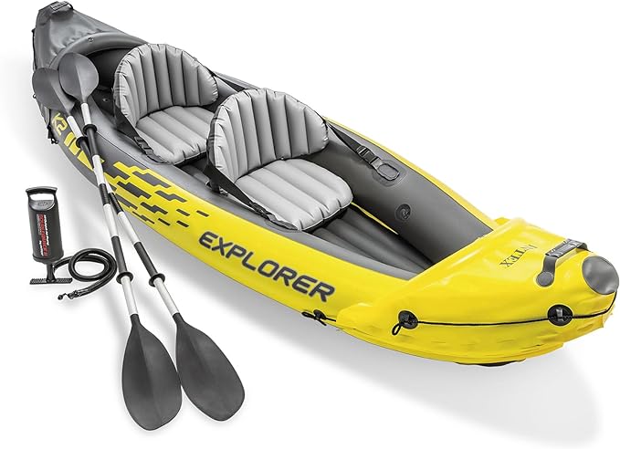 intex 6830p explorer k2 inflatable kayak set includes deluxe 86in aluminum oars and high output pump