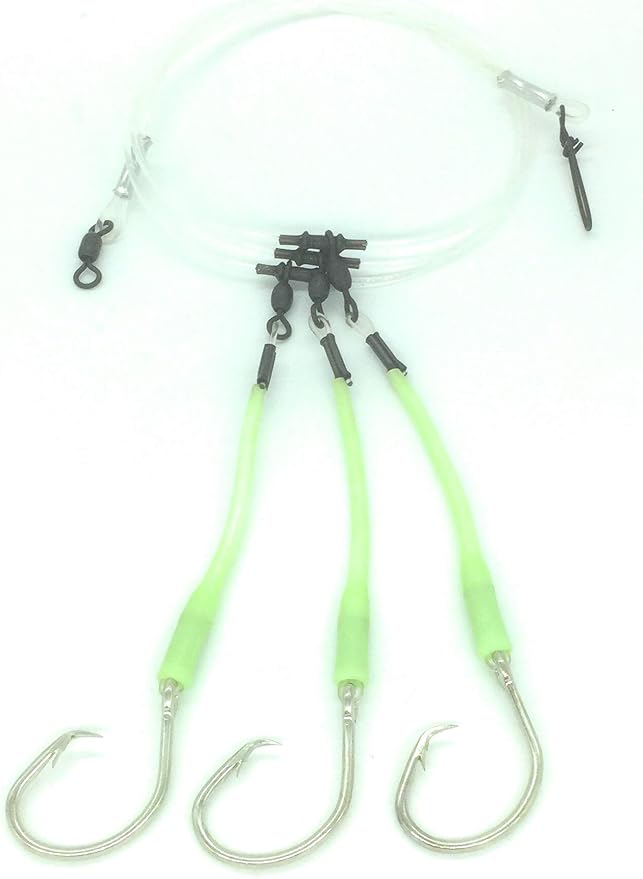 deep drop rig 3 mustad circle hooks with glow sleeve  ‎end game tackle company b074mlgwt1