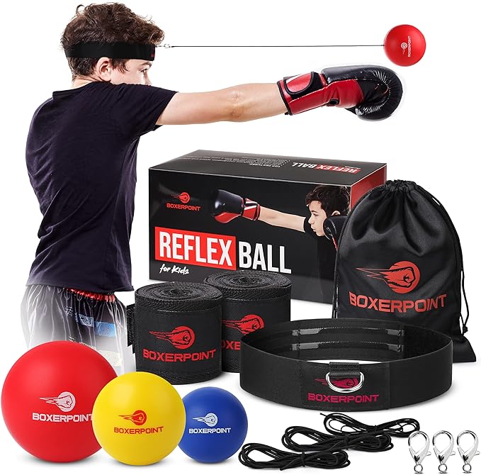 boxing reflex ball for adults and kids react reflex balls on string with headband carry bag and hand wraps