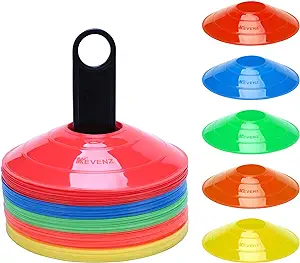 kevenz 50 pack soccer disc cones more thicker more flexible multi color cone for agility training soccer