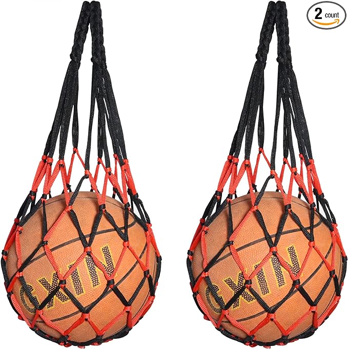 luorng single ball mesh net bag 2pcs football accessories basketball mesh net bag single ball carrier for