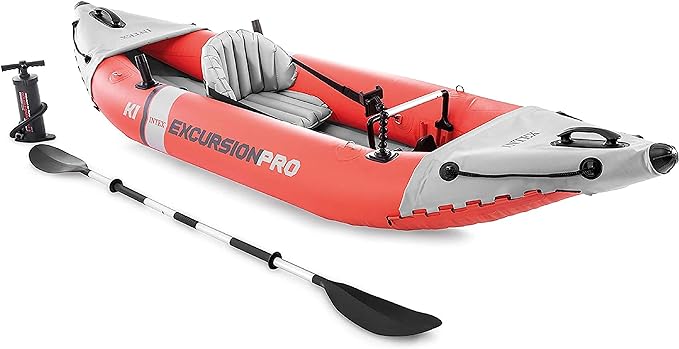 intex excursion pro inflatable kayak series includes deluxe 86in aluminum oars and high output pump