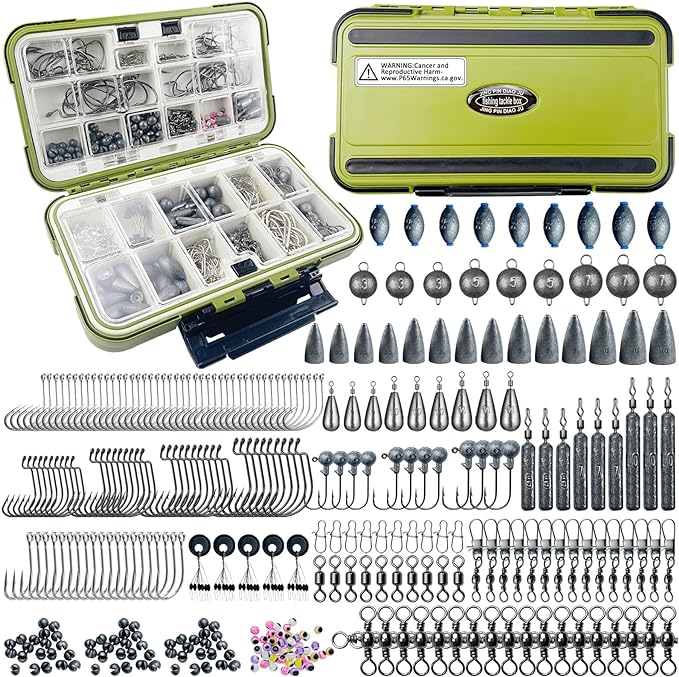 free fisher 306pcs fishing lure accessories kit including fishing hooks fishing sinkers weights fishing