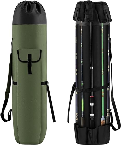 abbylike 2 pcs fishing rod bag waterproof oxford fabric fishing pole bag foldable multifunction tackle carry