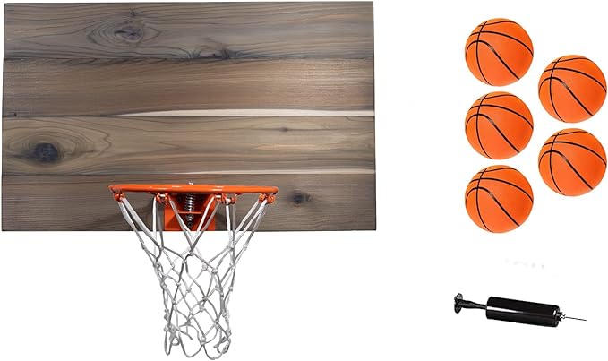cali kiwi pros indoor basketball 4 panel wood backboard wall or door mount includes 9 hoop net and 5 mini