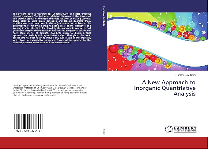 a new approach to inorganic quantitative analysis 1st edition rummi devi saini 3659937649, 978-3659937644