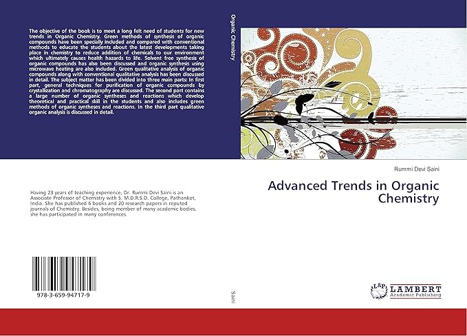 advanced trends in organic chemistry 1st edition rummi devi saini 3659947172, 978-3659947179
