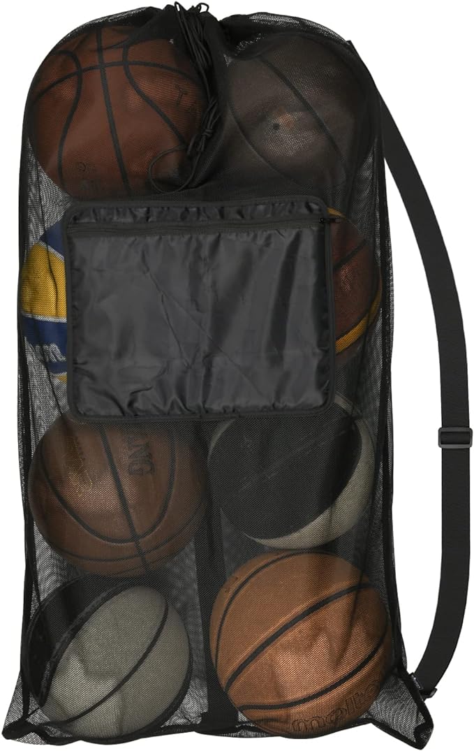 cosmos sports ball bag mesh equipment bag team sports drawstring bag large mesh net bag with adjustable strap