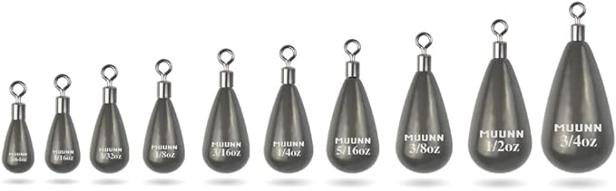 muunn 10 pack tungsten free rig tear drop shot weights free rig fishing sinkers kit for drop shot rig 97