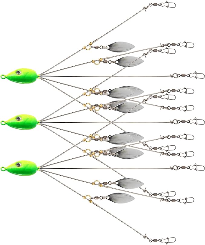 Zenfun Set Of 3 Alabama Umbrella Rigs 5 Arms 8 Blade Fishing Rigs For Bass Bait Lure Fishing Lures Bait Rigs Salwater Stripers Swim Bait