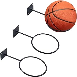 3 pack metal ball holder rack wall mounted organizer sports balls storage display for basketball rugby ball