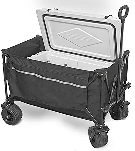 aimnny heavy duty folding wagon compact wagon cart collapsible wagon all terrain wheels with brakes with