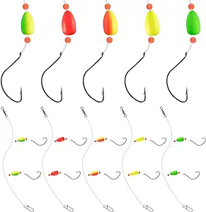 alwonder 5pcs pompano rigs surf fishing rigs with snell floats saltwater fishing rigs live bait rigs fishing