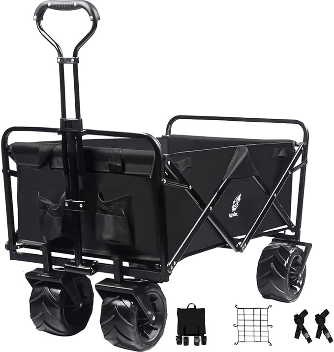 collapsible heavy duty beach wagon cart outdoor folding utility camping garden beach cart with universal
