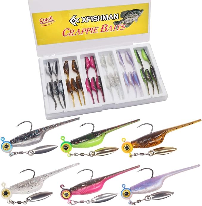 crappie baits plastics jig heads kit shad minnow fishing lures for crappie panfish bluegill 40 and135 piece