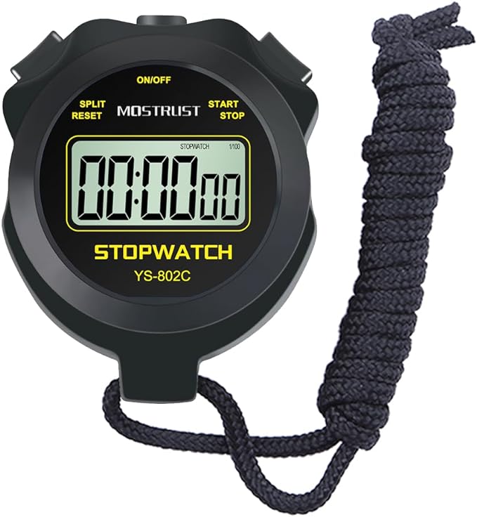 mostrust digital simple stopwatch single lap basic stopwatch no bells no clock no alarm silent on/off with