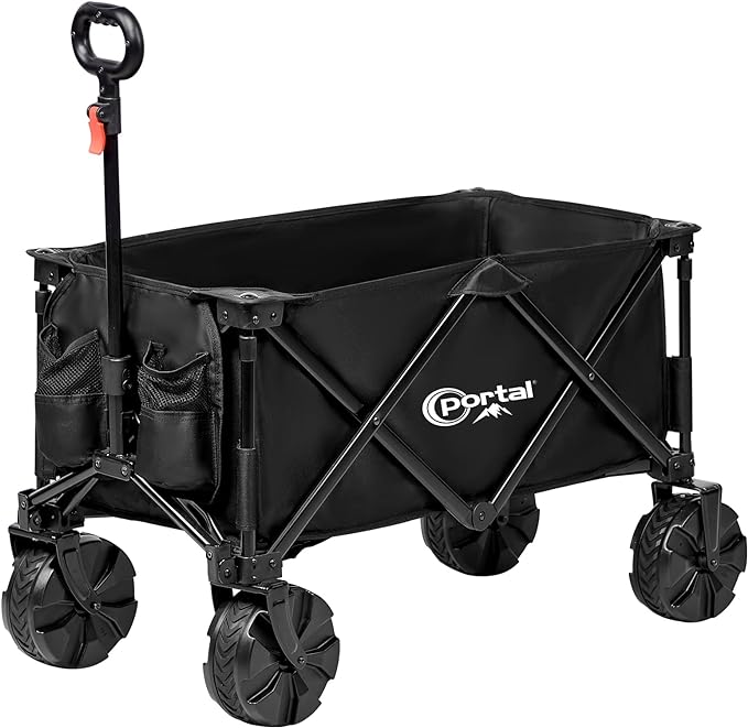 portal collapsible folding utility beach wagon carts heavy duty with all terrain wheels for outdoor camping