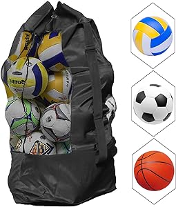 hqdeal extra large waterproof mesh ball bag heavy duty football shoulder bag drastring bag for basketball