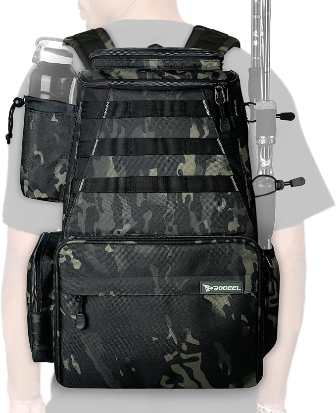 rodeel fishing tackle backpack 2 fishing rod holders without 4 tackle boxes large storage backpack for trout