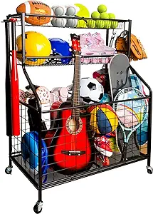 zonrunz garage sports equipment organizer toy storage rack garage ball storage basketball storage rack garage