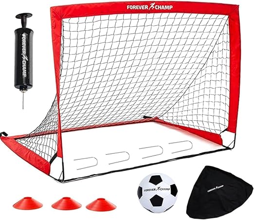 forever champ kids soccer goals for backyard includes 4 x3 pop up soccer net ball pump stakes cones bag