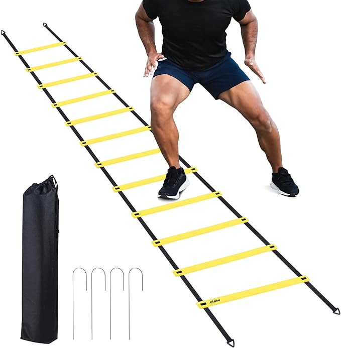 ohuhu agility ladder speed training set 12 rung 20ft exercise ladders with ground stakes for soccer football