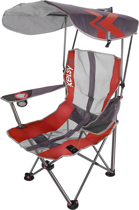 swimways kelsyus original foldable canopy chair for camping tailgates and outdoor events grey/red  swimways