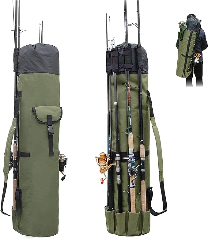 fishing pole bag with rod holder fishing rod bag carrier case 5 poles waterproof travel case fishing tackle