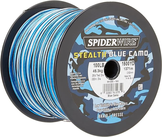 spiderwire stealth superline blue camo 30lb 13 6kg 300yd 274m braided fishing line suitable for saltwater and