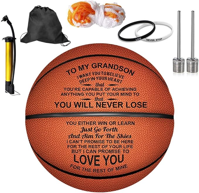 kwood customized 29 5 basketballs gifts for son grandson personalized indoor/outdoor game leather basketball