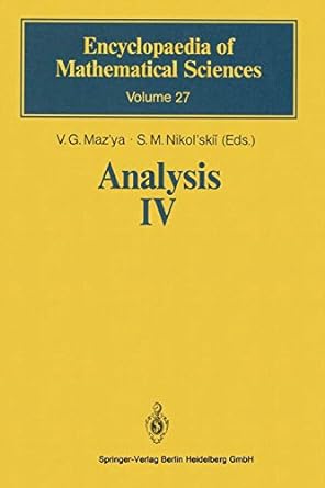 analysis iv volume 27 1st edition v g maz'ya ,s m nikol'skii ,albrecht b ttcher ,siegfried pr dorf