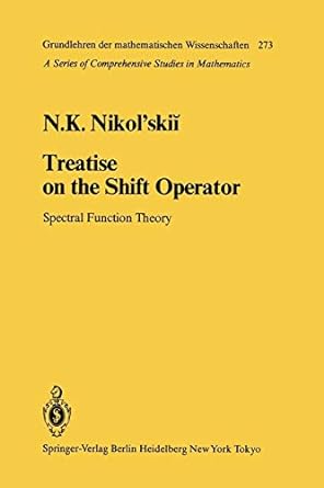 treatise on the shift operator spectral function theory 1st edition n k nikol'skii ,j peetre ,s v hruscev ,v