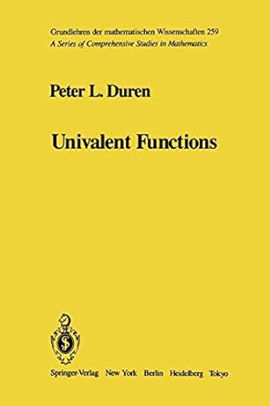 univalent functions 1st edition p l duren 1441928162, 978-1441928160