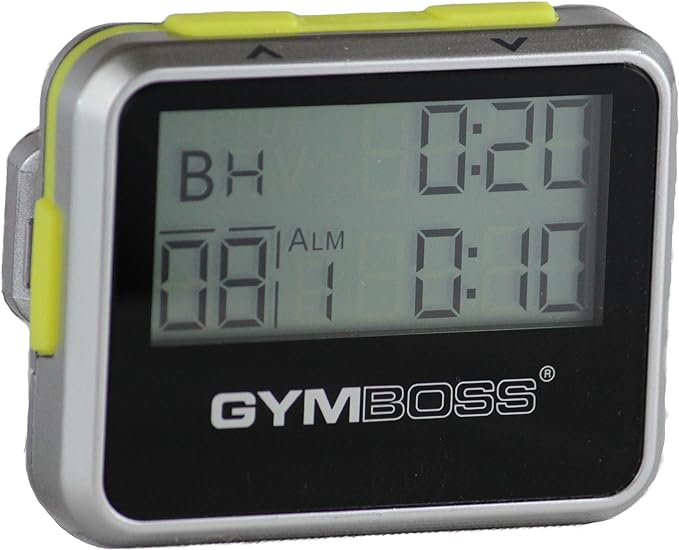 gymboss interval timer and stopwatch silver/yellow metallic gloss  ?gymboss b00ch04782