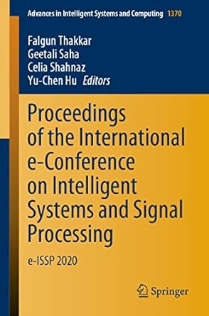 proceedings of the international e conference on intelligent systems and signal processing e issp 2020 1st