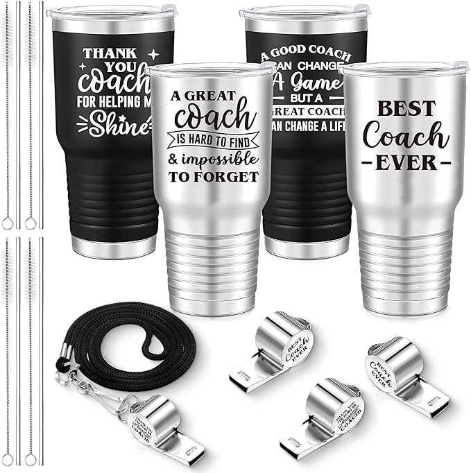 yaomiao coach gift set best coach ever tumbler with lid lanyard whistle 30 oz stainless steel travel mug